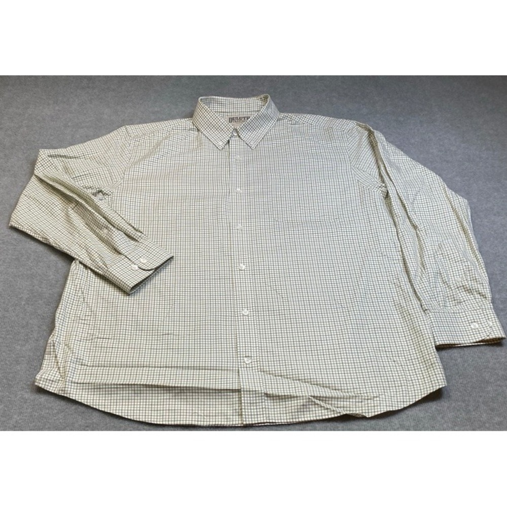 Duluth Trading Co Button Down Shirt Mens XL Olive Green Plaid Cotton Long Sleeve